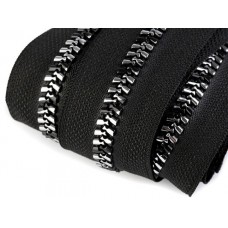 Kunststoff Reißverschluss mit schwarz-silbernen Zähnchen 8 mm endlos