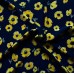 Bedruckter Baumwolle Kleiderstoff seidig - dunkelblau mit gelb
